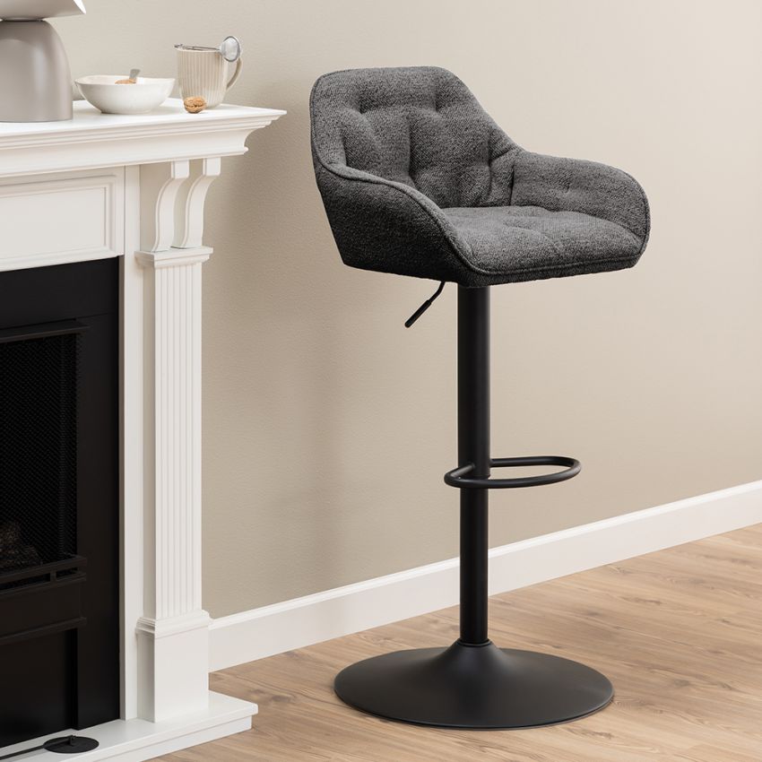 Brooke Adjustable Stool, Anthracite Bouclé