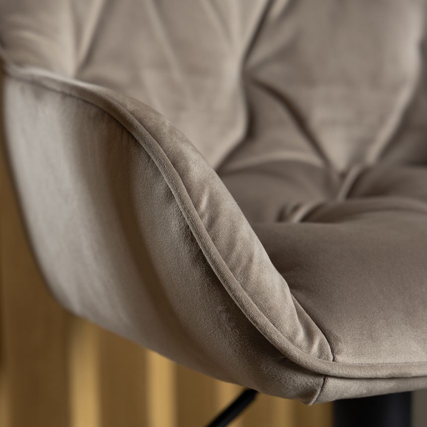 Brooke Adjustable Stool, Beige Velvet