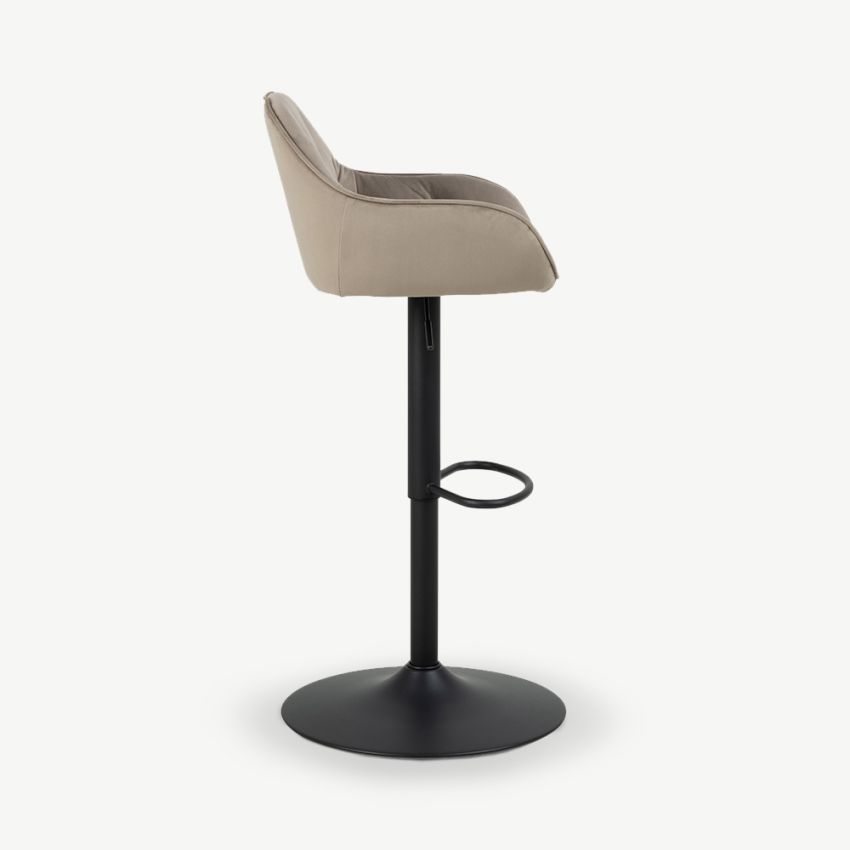 Brooke Adjustable Stool, Beige Velvet