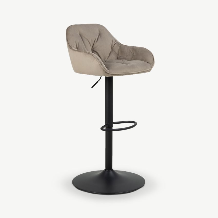 Brooke Adjustable Stool, Beige Velvet