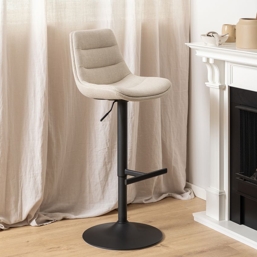 Hackney Adjustable Stool, Beige Fabric