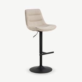 Hackney Adjustable Stool, Beige Fabric