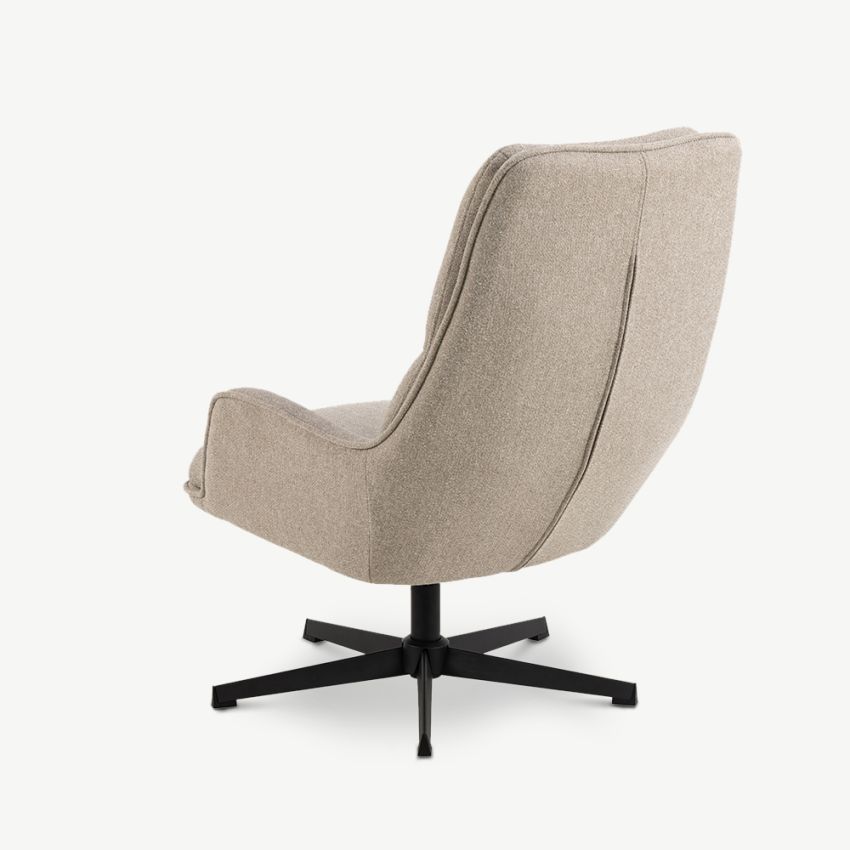 Hazel Swivel Lounge Chair, Beige Fabric