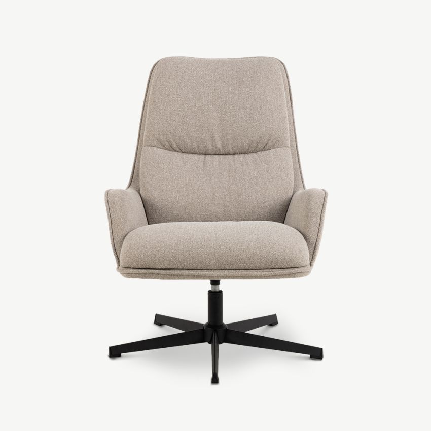 Hazel Swivel Lounge Chair, Beige Fabric