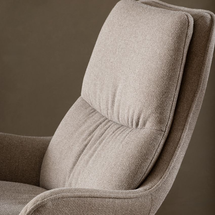 Hazel Swivel Lounge Chair, Beige Fabric