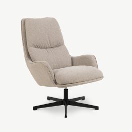 Hazel Swivel Lounge Chair, Beige Fabric