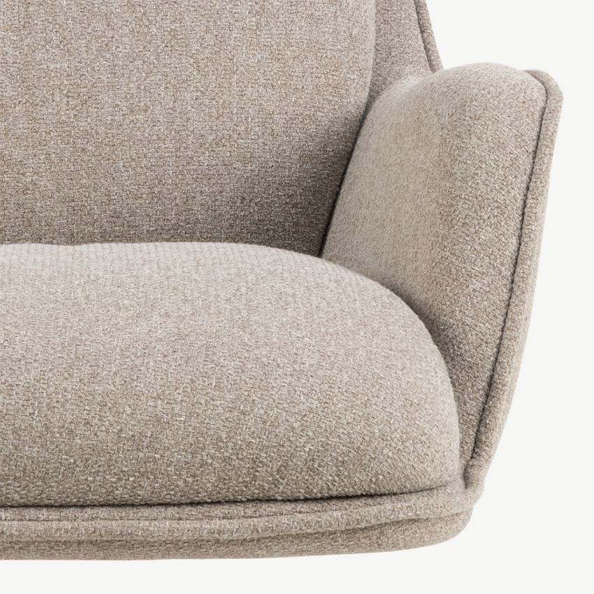 Hazel Swivel Lounge Chair, Beige Fabric