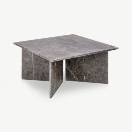 Efrain Square Coffee Table, Brown Marble