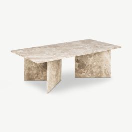 Efrain Rectangular Coffee Table, Beige Marble