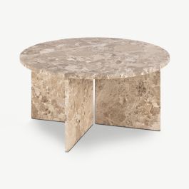 Efrain Round Coffee Table, Beige Marble