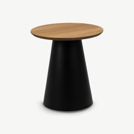 Ella Round Side Table, Oak & Metal