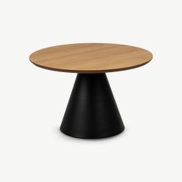 Ella Round Coffee Table, Oak & Metal, Medium