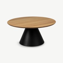 Ella Round Coffee Table, Oak & Metal, Large