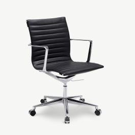 Walton Office Chair, Black Leather, Lowback