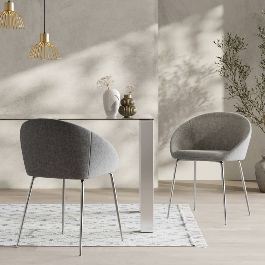 Stanley Dining Chair, Grey Fabric