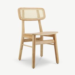 Jenson Wooden Dining Chair, Rattan & Natural