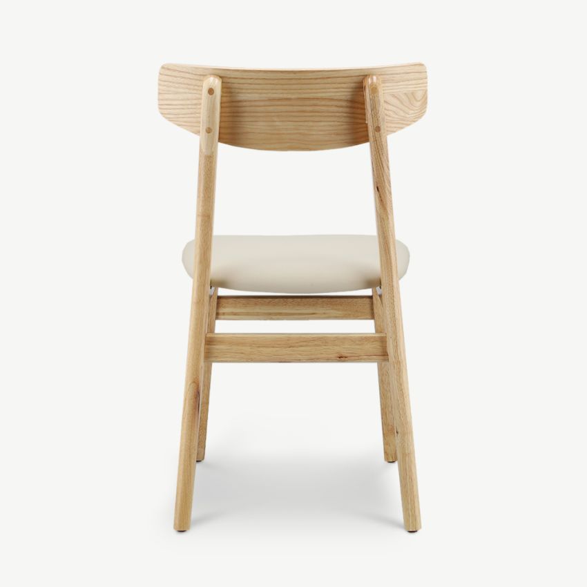 Jenson Wooden Dining Chair, Natural & Ivory PU Leather