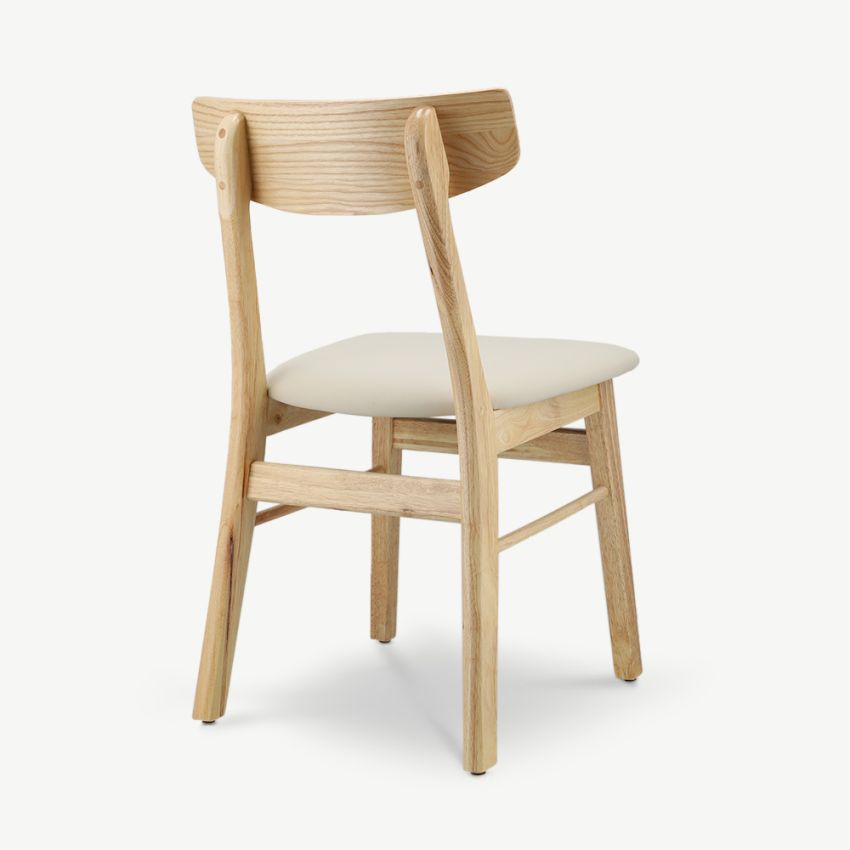 Jenson Wooden Dining Chair, Natural & Ivory PU Leather