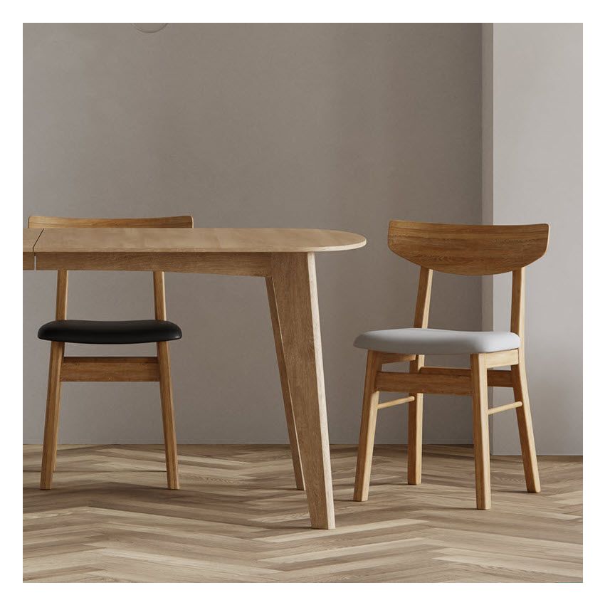 Jenson Wooden Dining Chair, Natural & Ivory PU Leather