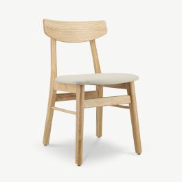 Jenson Wooden Dining Chair, Natural & Ivory PU Leather