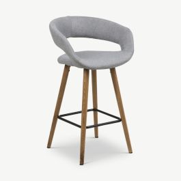Grace Counter Stool, Grey Fabric & Oak legs