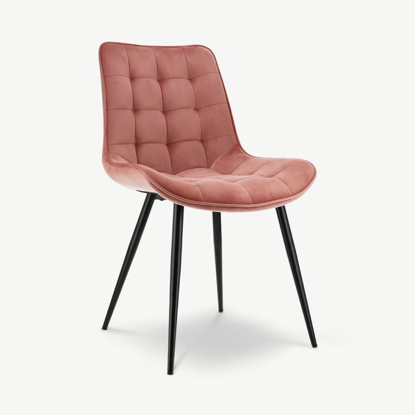 Lisboa Quilted Dining Chair, Pink Velvet