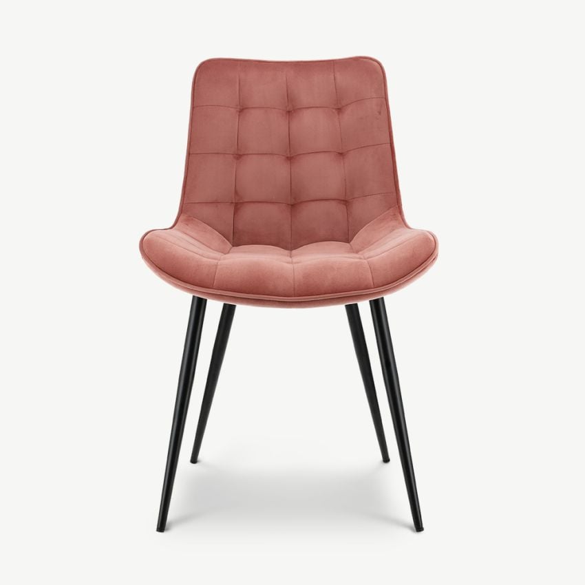 Lisboa Quilted Dining Chair, Pink Velvet