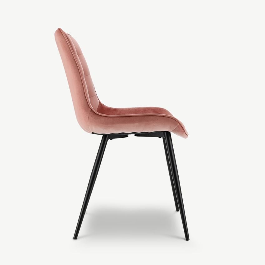 Lisboa Quilted Dining Chair, Pink Velvet
