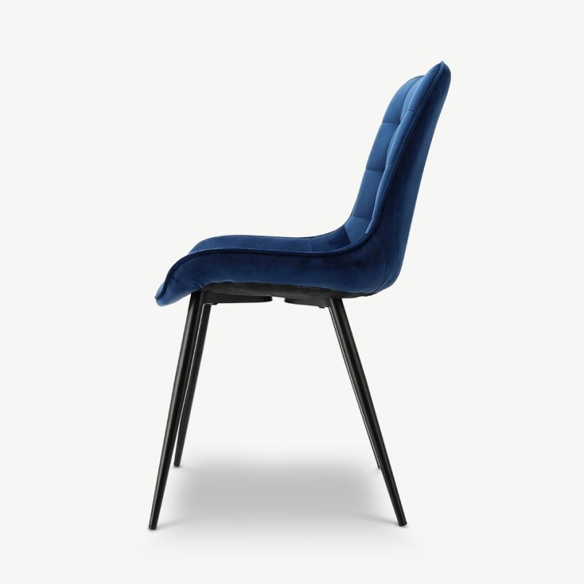 Lisboa Quilted Dining Chair, Blue Velvet