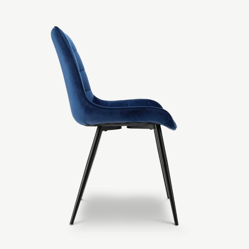 Lisboa Quilted Dining Chair, Blue Velvet