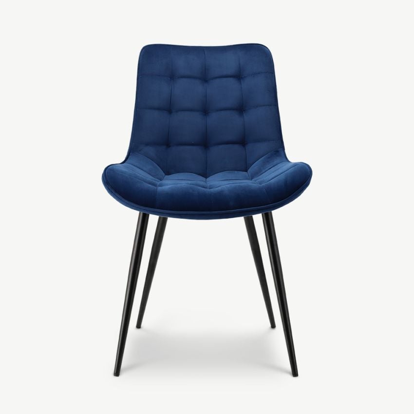 Lisboa Quilted Dining Chair, Blue Velvet