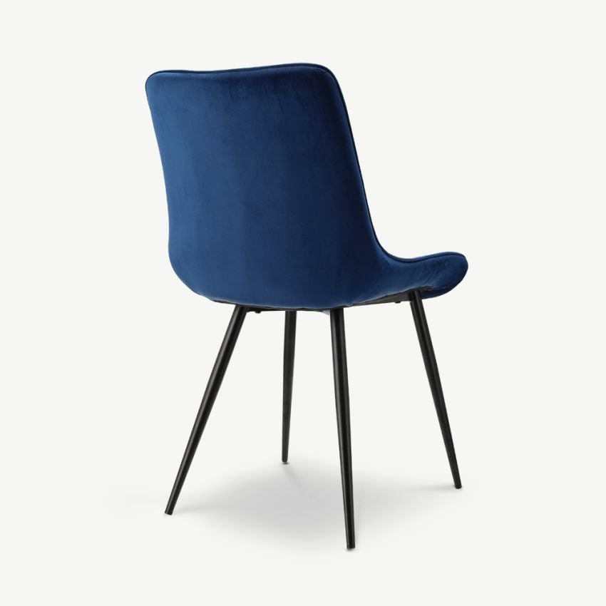 Lisboa Quilted Dining Chair, Blue Velvet