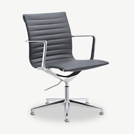 Mateo Conference Chair, Grey Leather, Lowback