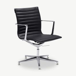 Mateo Conference Chair, Black Leather, Lowback