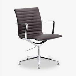 Mateo Conference Chair, Dark Brown Leather, Lowback