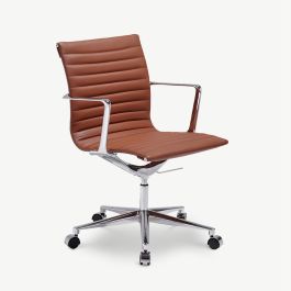 Walton Office Chair, Cognac Leather, Lowback