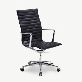 Akira Office Chair, Black Leather, Highback