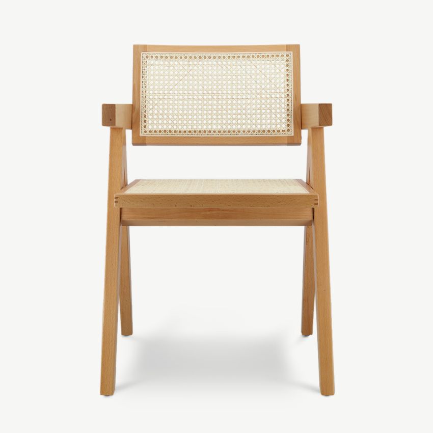 Peter Wooden Dining Chair, Natural & Rattan