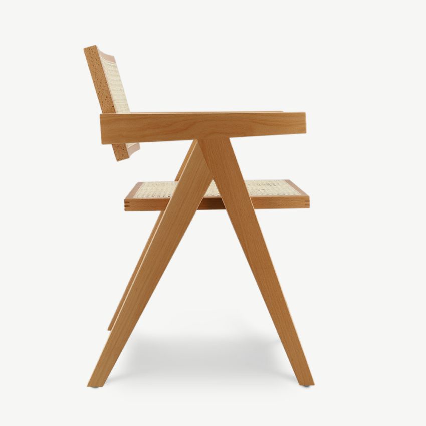 Peter Wooden Dining Chair, Natural & Rattan