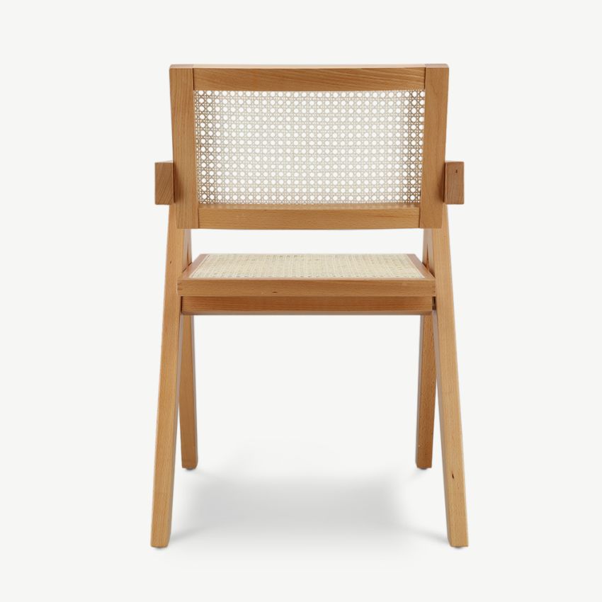 Peter Wooden Dining Chair, Natural & Rattan