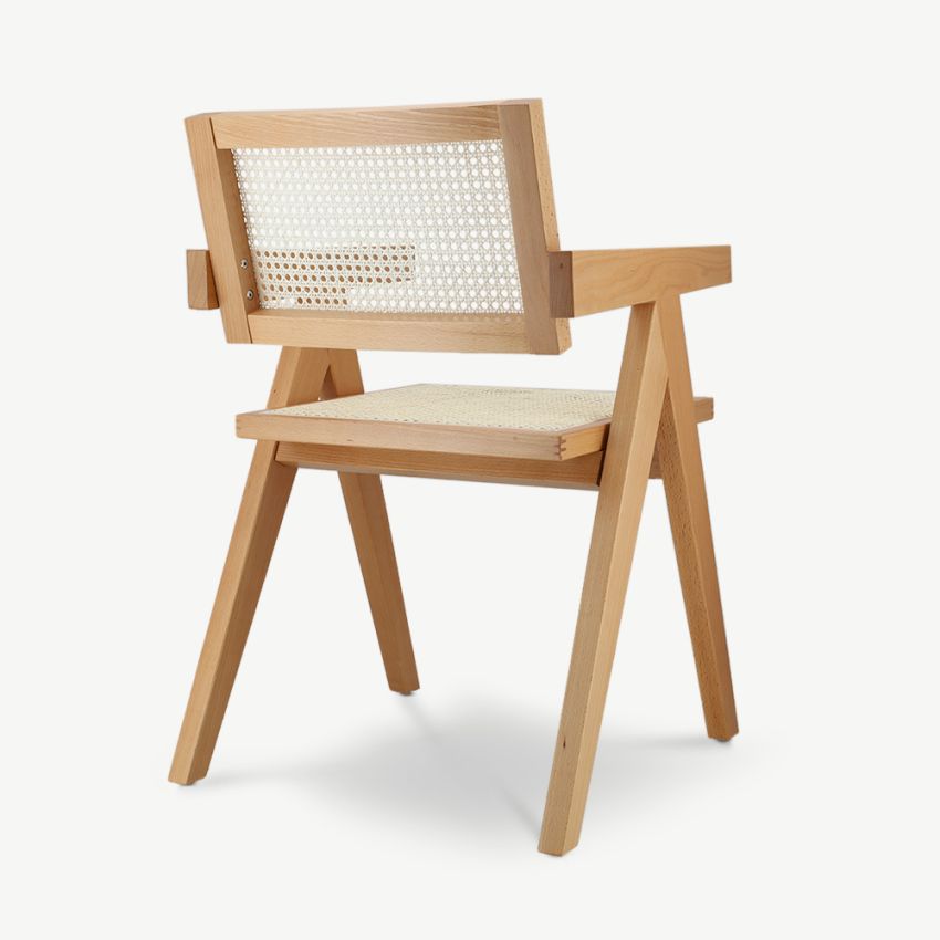 Peter Wooden Dining Chair, Natural & Rattan