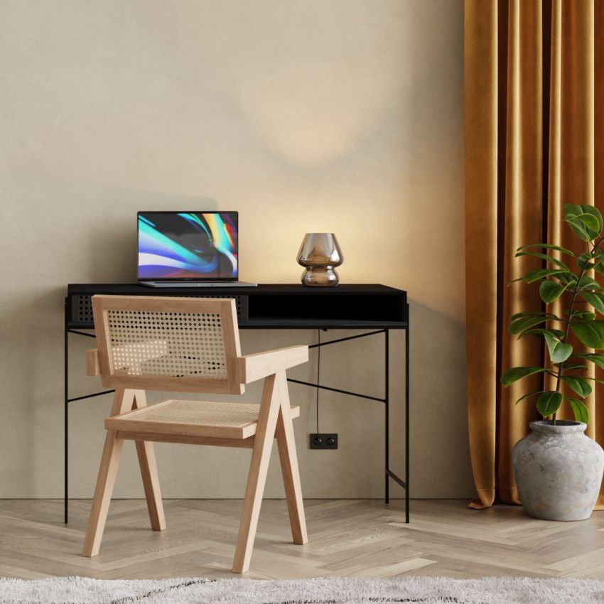 Peter Wooden Dining Chair, Natural & Rattan