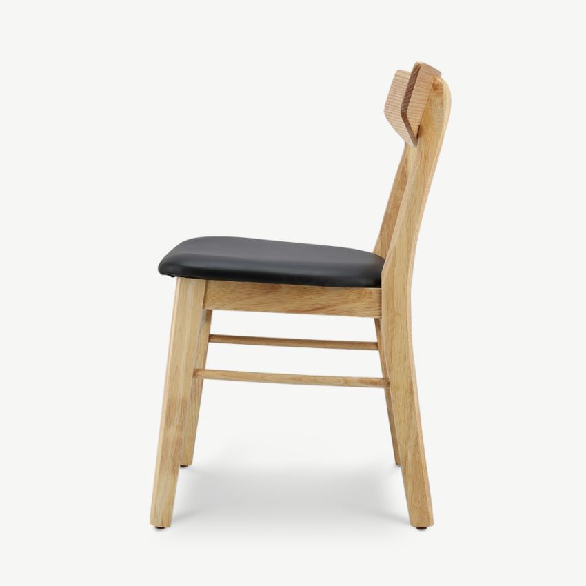 Jenson Wooden Dining Chair, Natural & Black PU Leather