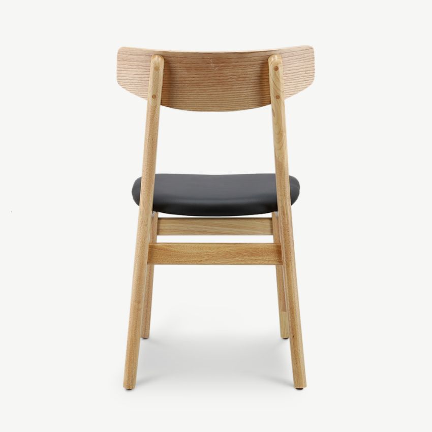 Jenson Wooden Dining Chair, Natural & Black PU Leather