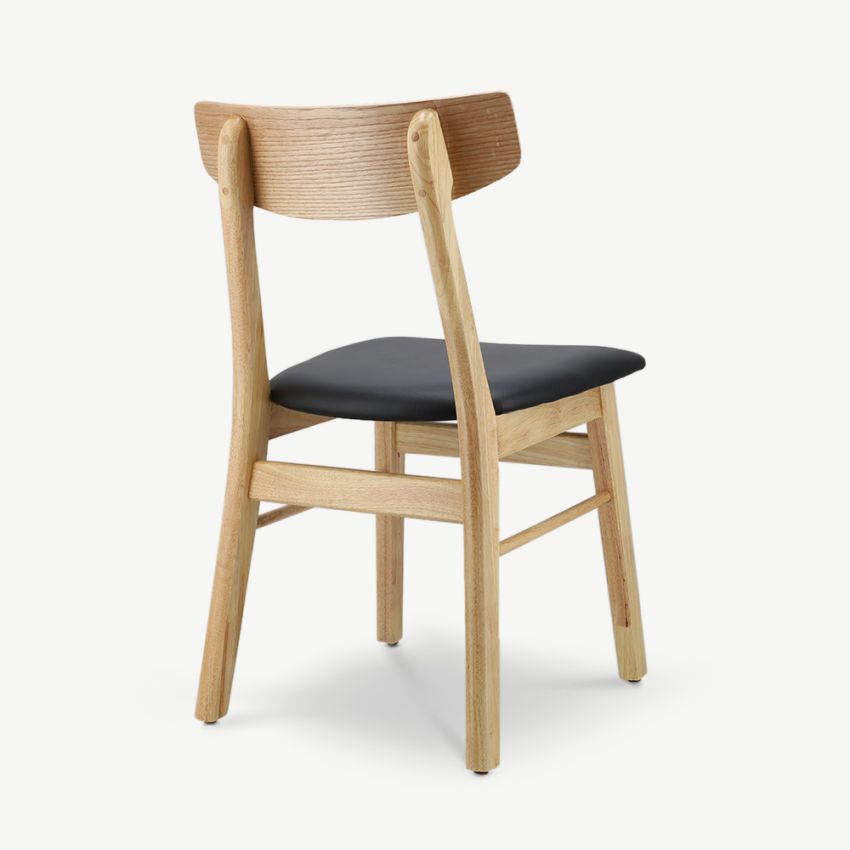 Jenson Wooden Dining Chair, Natural & Black PU Leather