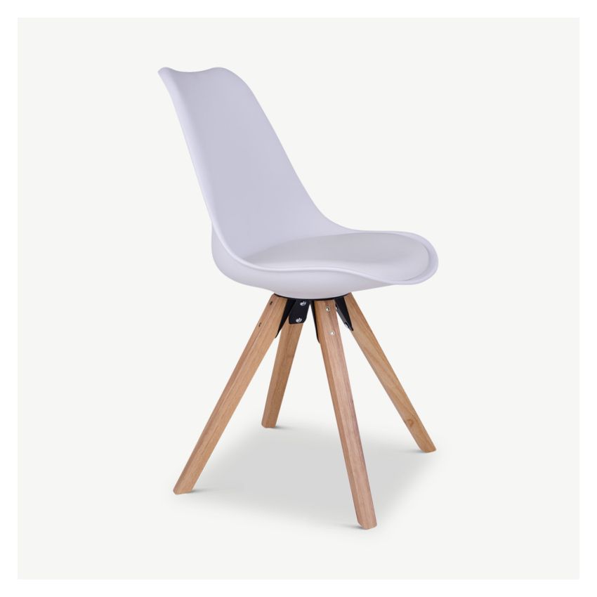 UP Dining Chair, White PU leather & Wood legs