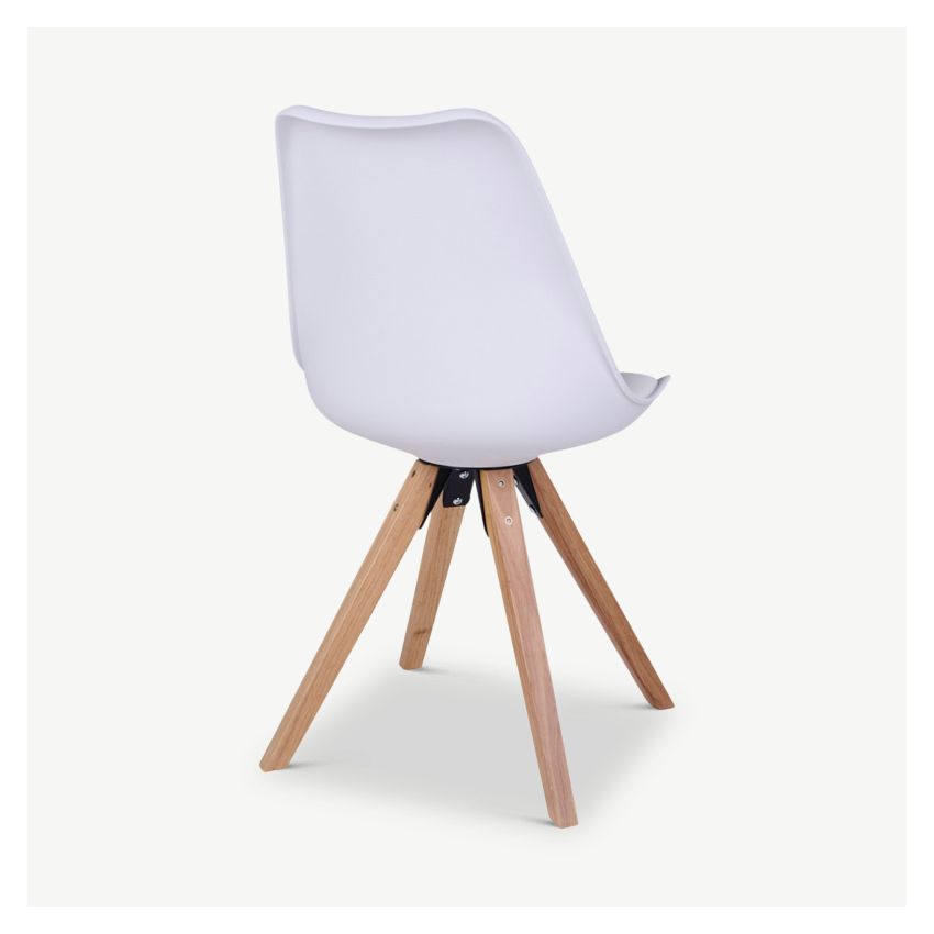 UP Dining Chair, White PU leather & Wood legs