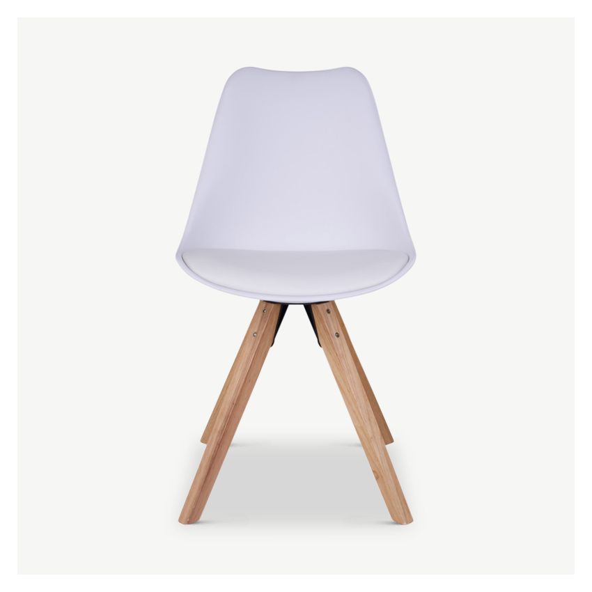 UP Dining Chair, White PU leather & Wood legs