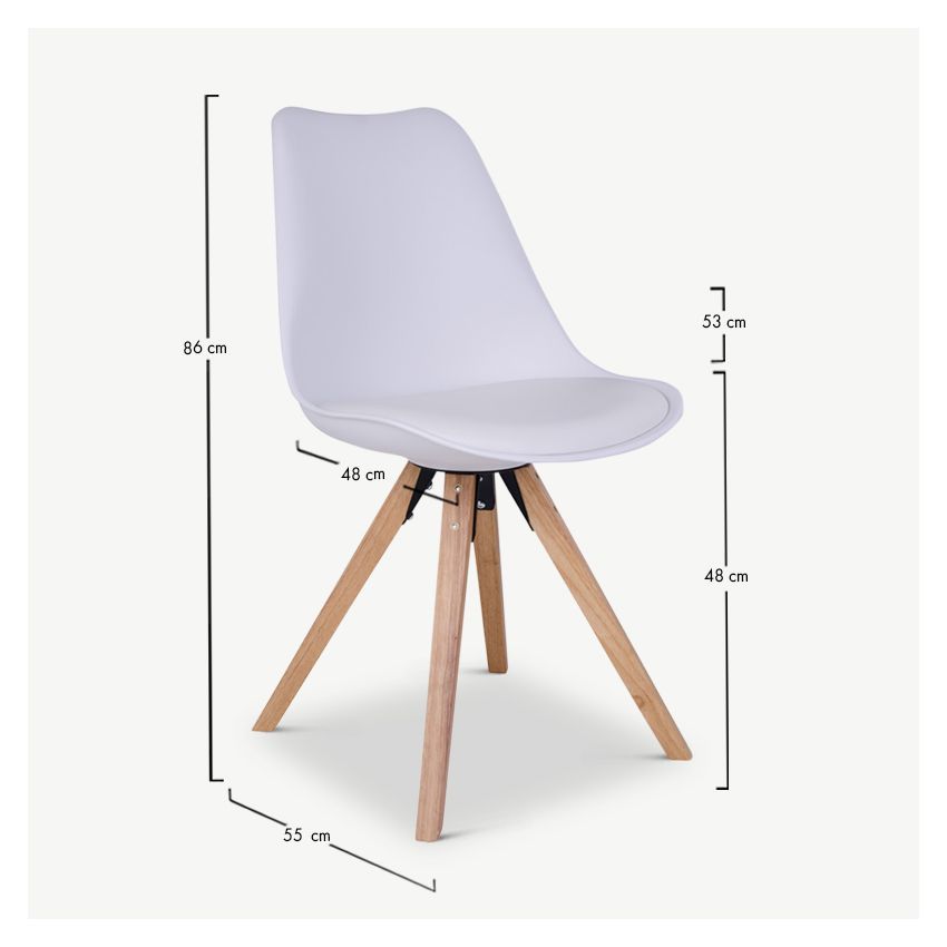 UP Dining Chair, White PU leather & Wood legs
