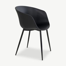 Ronda Dining Chair, Black PP & Steel black legs